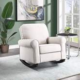 Elvin Accent Rocking Chair in Beige Fabric & Wood