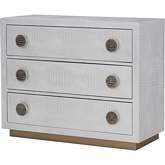 Anpu 3 Drawer Dresser Console Cabinet in Silver Faux Crocodile Skin Finish
