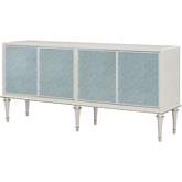 Ansaldo Console Cabinet in Pearl White & Silver Shimmer Finish