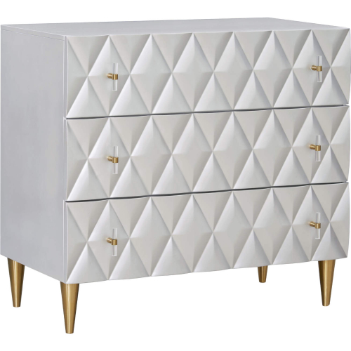 Anson 3 Drawer Dresser Console Cabinet in Metallic Silver & Champagne Finish