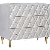 Anson 3 Drawer Dresser Console Cabinet in Metallic Silver & Champagne Finish