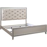 Sliverfluff Queen Bed in Tufted Champagne Leatherette with LED & Acrylic