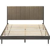Valdemar Queen Bed in Brown Fabric & Weathered Gray Finish