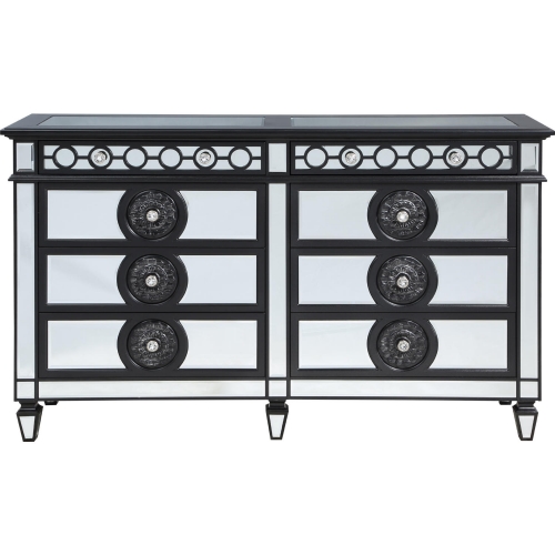Varian II 8 Drawer Dresser in Black & Glass Mirror Finish
