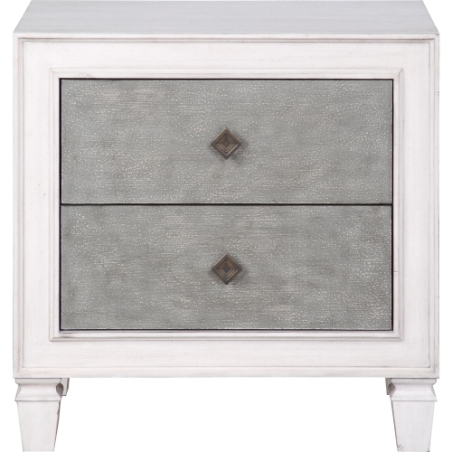 Katia 2 Drawr Nightstand in Rustic Gray & White Finish