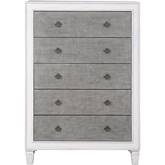 Katia 5 Drawer Chest in Rustic Gray & White Finish