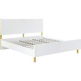 Gaines King Bed in High Gloss White & Gold