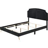 Zeena King Bed in Black Velvet & Gold Metal
