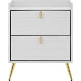 Zeena Nightstand in White & Gold Metal