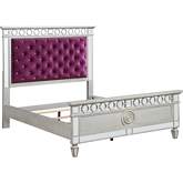 Varian Twin Bed in Tufted Burgundy Velvet, Silver & Mirror