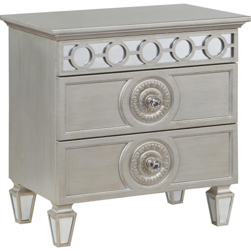 Varian Nightstand in Silver & Mirror