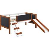 Aurea Twin Loft Bed with Slide in Cherry Oak Finish & White
