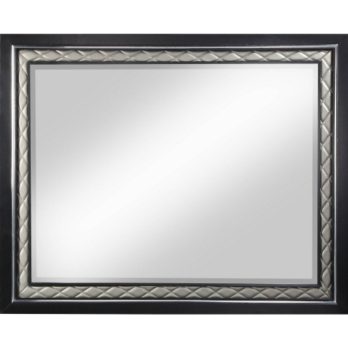 Nicola Mirror in Diamond Quilted Silver Eco Leather & Black Finish