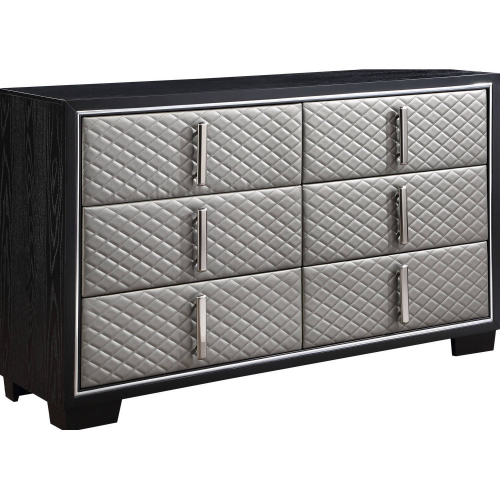 Nicola Dresser in Diamond Quilted Silver Eco Leather & Black Finish