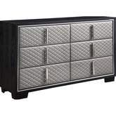 Nicola Dresser in Diamond Quilted Silver Eco Leather & Black Finish