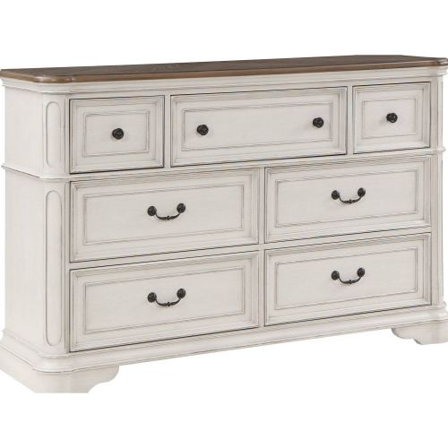 Florian Dresser in Natural & Antique White Finish Wood