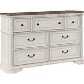 Florian Dresser in Natural & Antique White Finish Wood