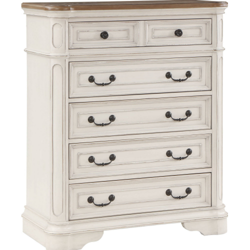 Florian Chest in Natural & Antique White Finish Wood