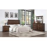 Franklin 4 Piece Queen Bedroom Set in Brushed Walnut Brown Finish