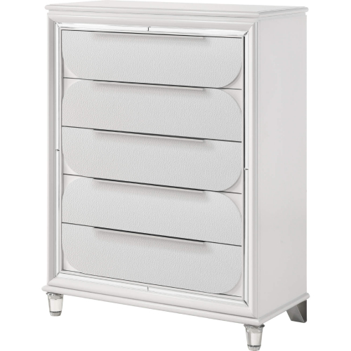 Tarian Chest in Pearl White Finish & Acrylic