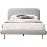 Cleo Queen Bed in Gray Boucle Sherpa Style Fabric