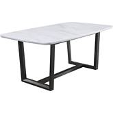 Madan 72" Dining Table in Marble & Weathered Gray Finish