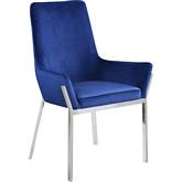 Cambrie Dining Chair in Blue Velvet & Mirror Silver (Set of 2)
