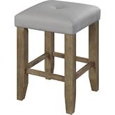 Charnell Counter Stool in Gray Leatherette & Oak Finish (Set of 2)