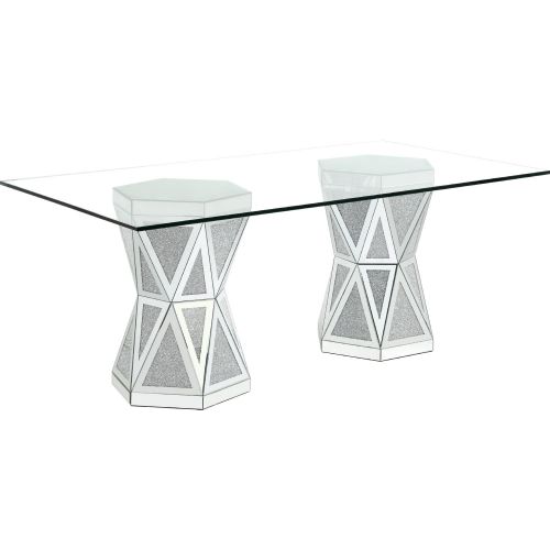 Noralie 71" Dining Table in Mirror, Faux Diamonds & Glass