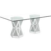 Noralie 71" Dining Table in Mirror, Faux Diamonds & Glass