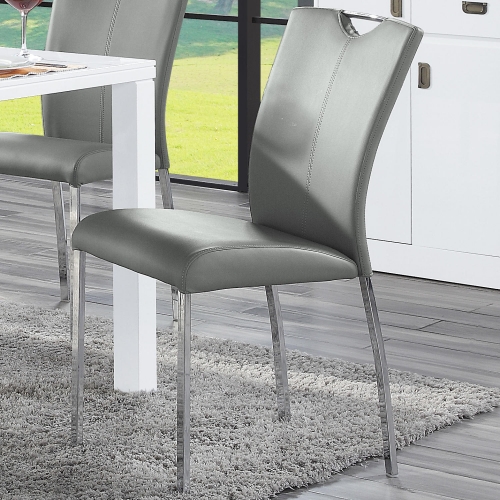 Pagan Dining Chair in Gray Leatherette & Chrome (Set of 2)