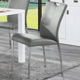Pagan Dining Chair in Gray Leatherette & Chrome (Set of 2)