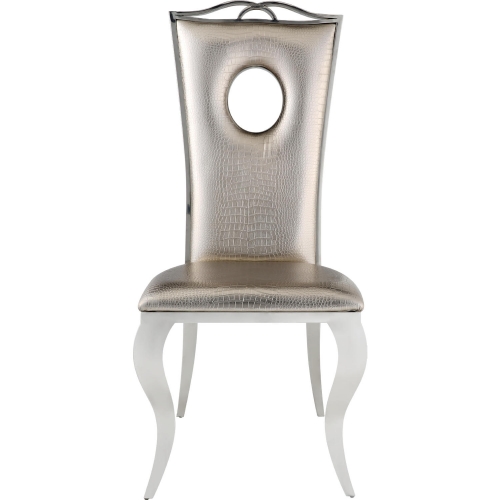 Cyrene Dining Chair in Beige Leatherette & Stainless (Set of 2)