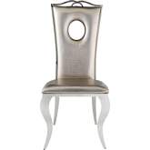 Cyrene Dining Chair in Beige Leatherette & Stainless (Set of 2)