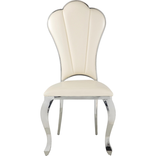 Cyrene Dining Chair in Beige Leatherette & Stainless (Set of 2)
