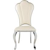 Cyrene Dining Chair in Beige Leatherette & Stainless (Set of 2)
