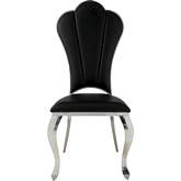 Cyrene Dining Chair in Black Leatherette & Stainless (Set of 2)