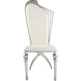 Cyrene Dining Chair in Beige Leatherette & Stainless (Set of 2)