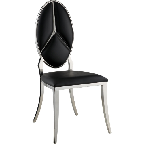 Cyrene Dining Chair in Black Leatherette & Stainless (Set of 2)