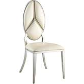 Cyrene Dining Chair in Beige Leatherette & Stainless (Set of 2)