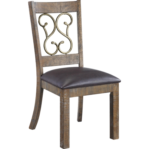 Raphaela Dining Chair in Black Leatherette & Cherry (Set of 2)