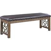 Raphaela Dining Bench in Black Leatherette & Cherry