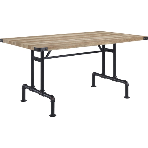 Edina 64" Dining Table in Oak Finish & Sandy Black Metal