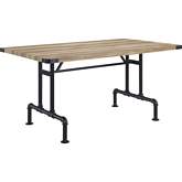 Edina 64" Dining Table in Oak Finish & Sandy Black Metal
