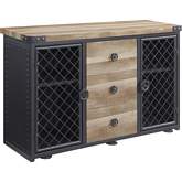 Edina Server in Oak Finish & Sandy Black Metal