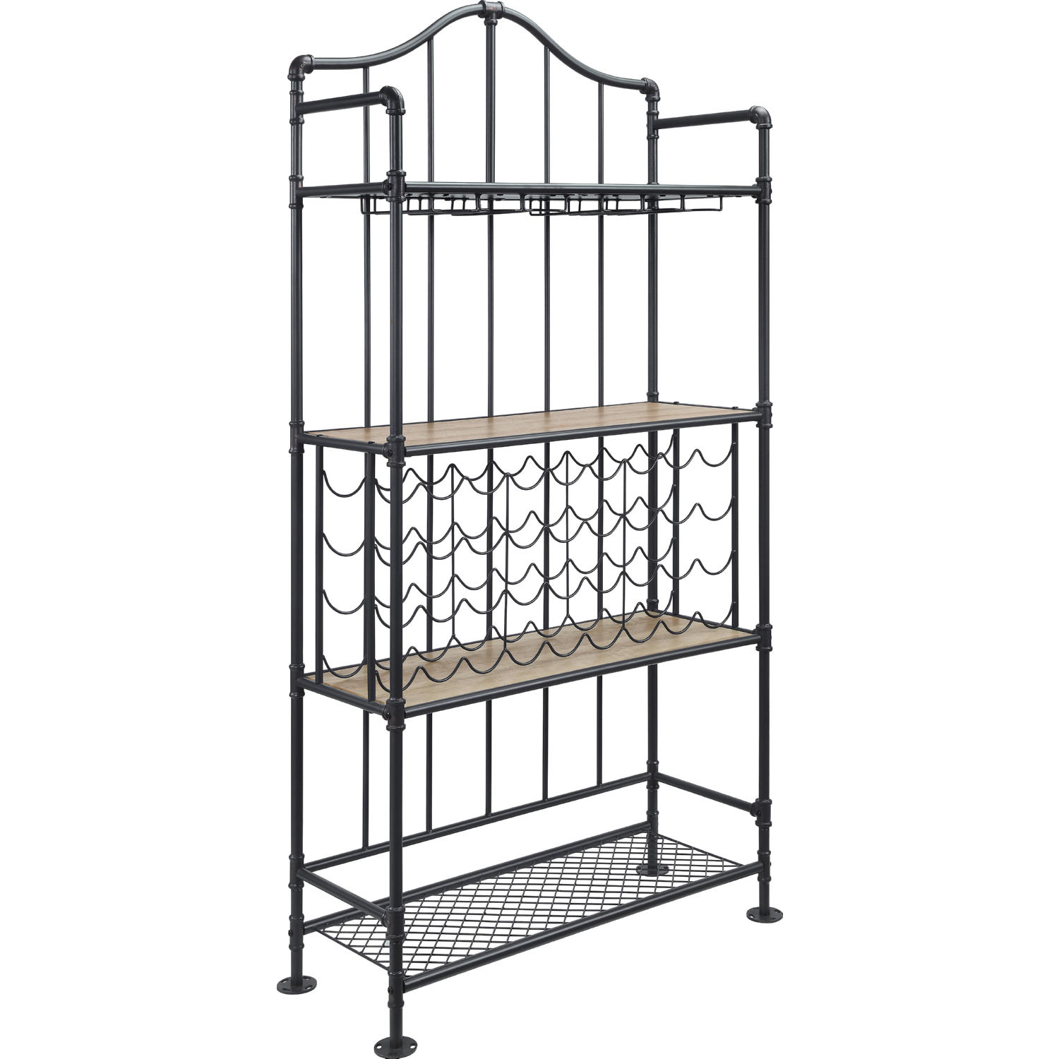 Acme DN01060 Edina Wine in Oak Finish & Sandy Black Metal