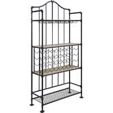 Edina Wine Cabinet in Oak Finish & Sandy Black Metal