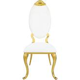 Fallon Dining Chair in White Leatherette & Gold Metal (Set of 2)