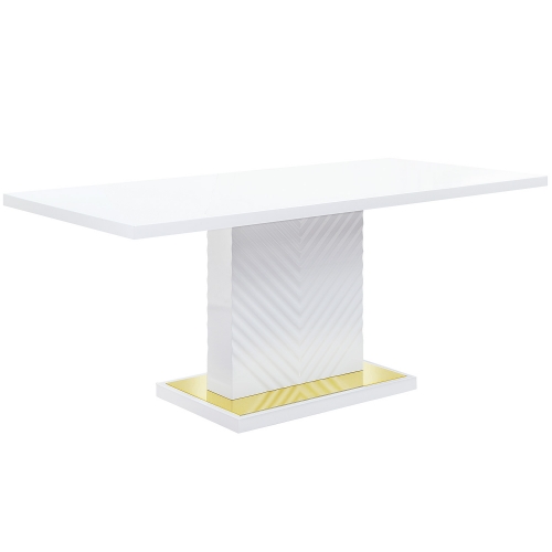 Gaines 71" Dining Table in High Gloss White & Gold