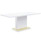 Gaines 71" Dining Table in High Gloss White & Gold
